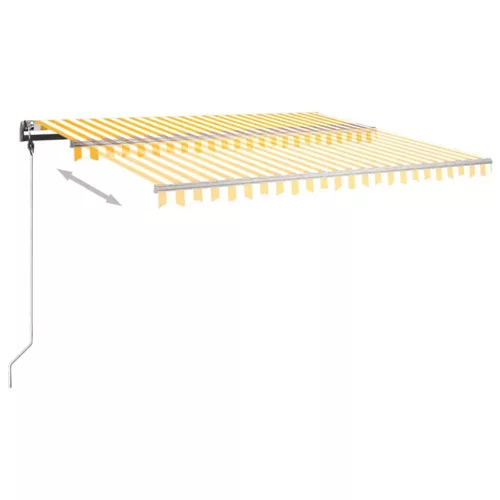 Sárga és fehér kézzel kihúzható póznás napellenző 400 x 300 cm