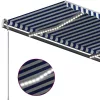 Kék és fehér kézzel kihúzható LED-es napellenző 400 x 300 cm
