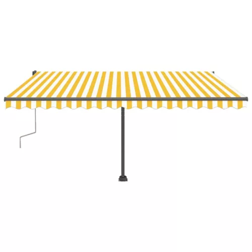 Sárga és fehér kézzel kihúzható LED-es napellenző 400 x 300 cm