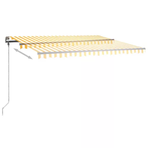 Sárga és fehér kézzel kihúzható LED-es napellenző 400 x 300 cm