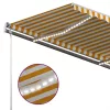 Sárga és fehér kézzel kihúzható LED-es napellenző 400 x 300 cm