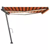 Narancs és barna kézzel kihúzható LED-es napellenző 400x300 cm