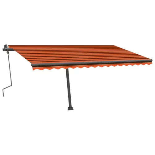 Narancs és barna kézzel kihúzható LED-es napellenző 400x300 cm