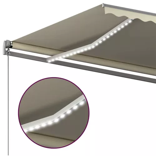 Krémszínű automata szélérzékelős és LED-es napellenző 400x300cm