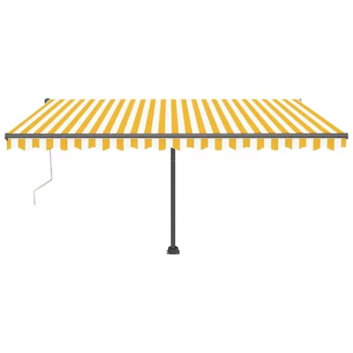 Sárga-fehér szélérzékelős és LED-es napellenző 400x300 cm