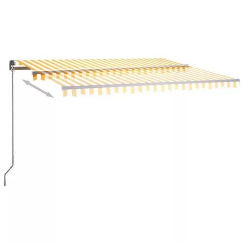 Sárga-fehér szélérzékelős és LED-es napellenző 400x300 cm