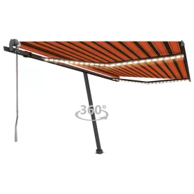   Narancssárga-barna szélérzékelős és LED-es napellenző 400x300cm