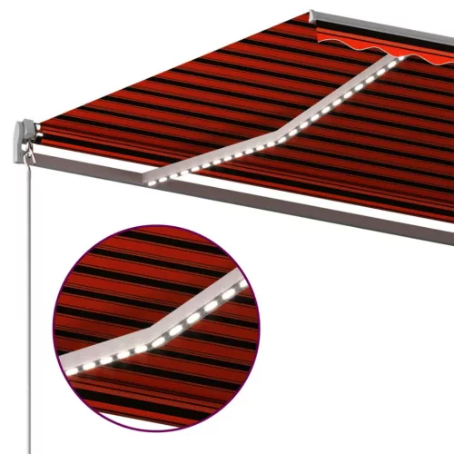 Narancssárga-barna szélérzékelős és LED-es napellenző 400x300cm