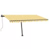 Sárga-fehér szélérzékelős és LED-es napellenző 450 x 300 cm
