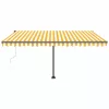 Sárga-fehér szélérzékelős és LED-es napellenző 450 x 300 cm