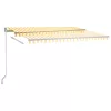 Sárga-fehér szélérzékelős és LED-es napellenző 450 x 300 cm