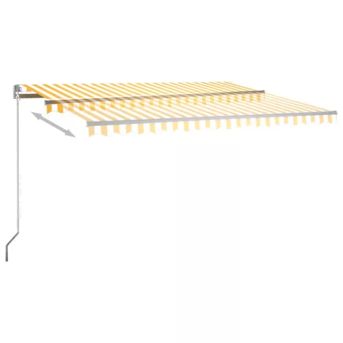 Sárga-fehér szélérzékelős és LED-es napellenző 450 x 300 cm