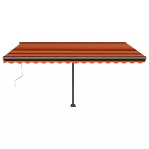 Narancssárga-barna szélérzékelős és LED-es napellenző 450x300cm