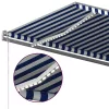 Kék és fehér kézzel kihúzható LED-es napellenző 500 x 300 cm