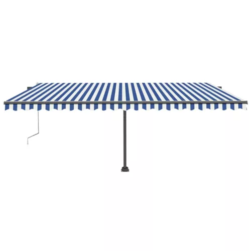 Kék/fehér automata szélérzékelős és LED-es napellenző 500x300cm