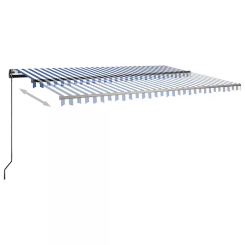 Kék/fehér automata szélérzékelős és LED-es napellenző 500x300cm