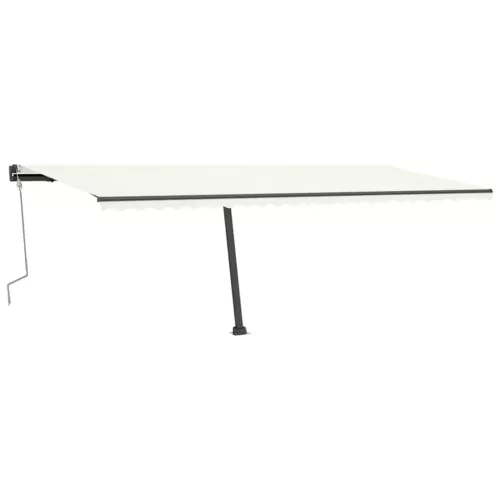 Krémszínű kézzel kihúzható póznás napellenző 600 x 300 cm