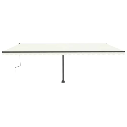 Krémszínű kézzel kihúzható póznás napellenző 600 x 300 cm