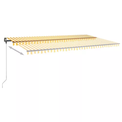Sárga-fehér kézzel kihúzható póznás napellenző 600 x 300 cm
