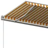 Sárga-fehér kézzel kihúzható póznás napellenző 600 x 300 cm