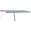 Kék és fehér kézzel kihúzható LED-es napellenző 600 x 300 cm