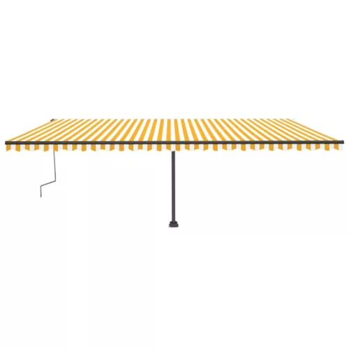 Sárga és fehér kézzel kihúzható LED-es napellenző 600x300 cm
