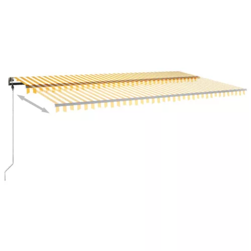 Sárga és fehér kézzel kihúzható LED-es napellenző 600x300 cm