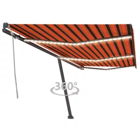   Narancs és barna kézzel kihúzható LED-es napellenző 600x300 cm