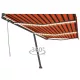 Narancs és barna kézzel kihúzható LED-es napellenző 600x300 cm