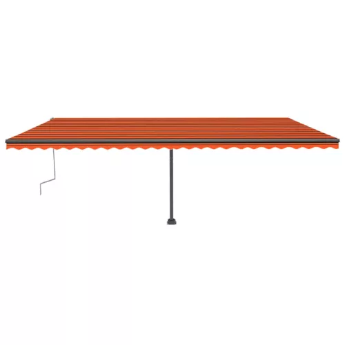 Narancs és barna kézzel kihúzható LED-es napellenző 600x300 cm