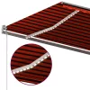 Narancs és barna kézzel kihúzható LED-es napellenző 600x300 cm