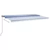 Kék/fehér automata szélérzékelős és LED-es napellenző 600x300cm