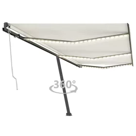   Krémszínű automata szélérzékelős és LED-es napellenző 600x300cm