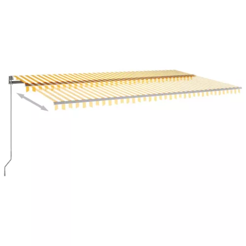 Sárga-fehér szélérzékelős és LED-es napellenző 600x300 cm