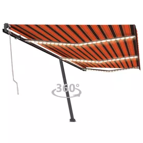   Narancssárga-barna szélérzékelős és LED-es napellenző 600x300cm