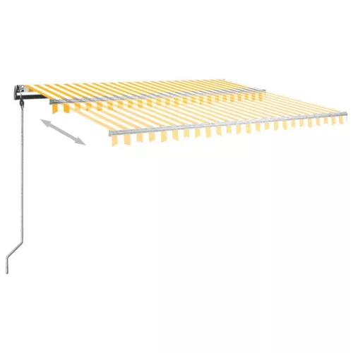 Sárga-fehér kézzel kihúzható póznás napellenző 400 x 350 cm
