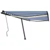 Kék és fehér kézzel kihúzható LED-es napellenző 400 x 350 cm