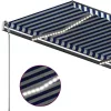 Kék és fehér kézzel kihúzható LED-es napellenző 400 x 350 cm