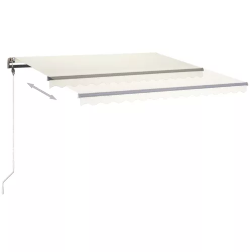 Krémszínű kézzel kihúzható LED-es napellenző 400 x 350 cm