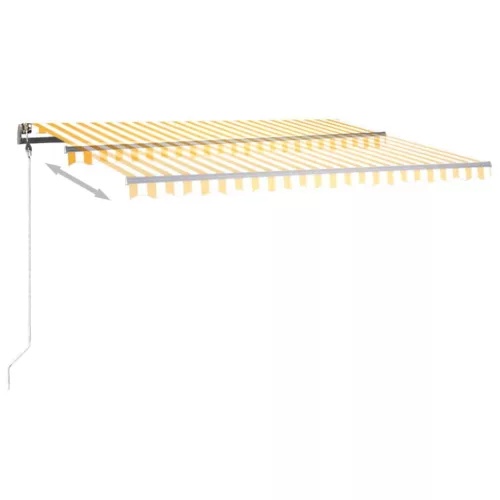 Sárga és fehér kézzel kihúzható LED-es napellenző 400 x 350 cm