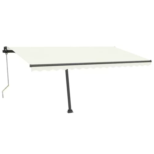 Krémszínű automata szélérzékelős és LED-es napellenző 400x350cm