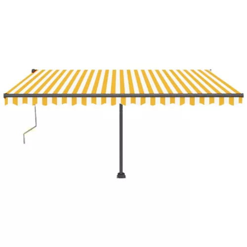 Sárga-fehér szélérzékelős és LED-es napellenző 400x350 cm