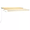 Sárga-fehér szélérzékelős és LED-es napellenző 400x350 cm