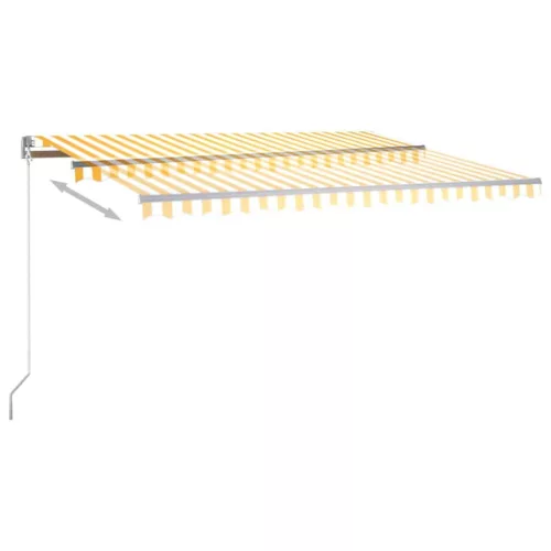 Sárga-fehér szélérzékelős és LED-es napellenző 400x350 cm