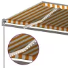 Sárga-fehér szélérzékelős és LED-es napellenző 400x350 cm