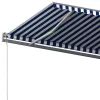 Kék és fehér kézzel kihúzható póznás napellenző 500 x 350 cm