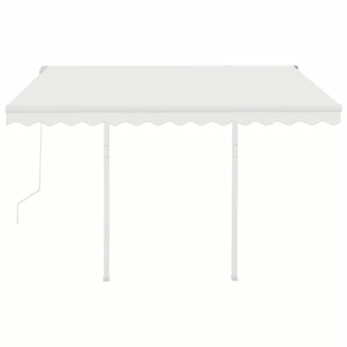 Krémszínű automata napellenző póznákkal 3,5 x 2,5 m