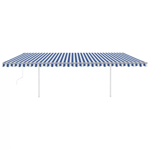 Kék/fehér automata szélérzékelős és LED-es napellenző 6 x 3 m