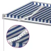 Kék/fehér automata szélérzékelős és LED-es napellenző 6 x 3 m