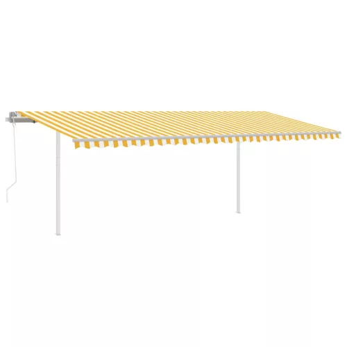 Sárga-fehér automata szélérzékelős és LED-es napellenző 6 x 3 m